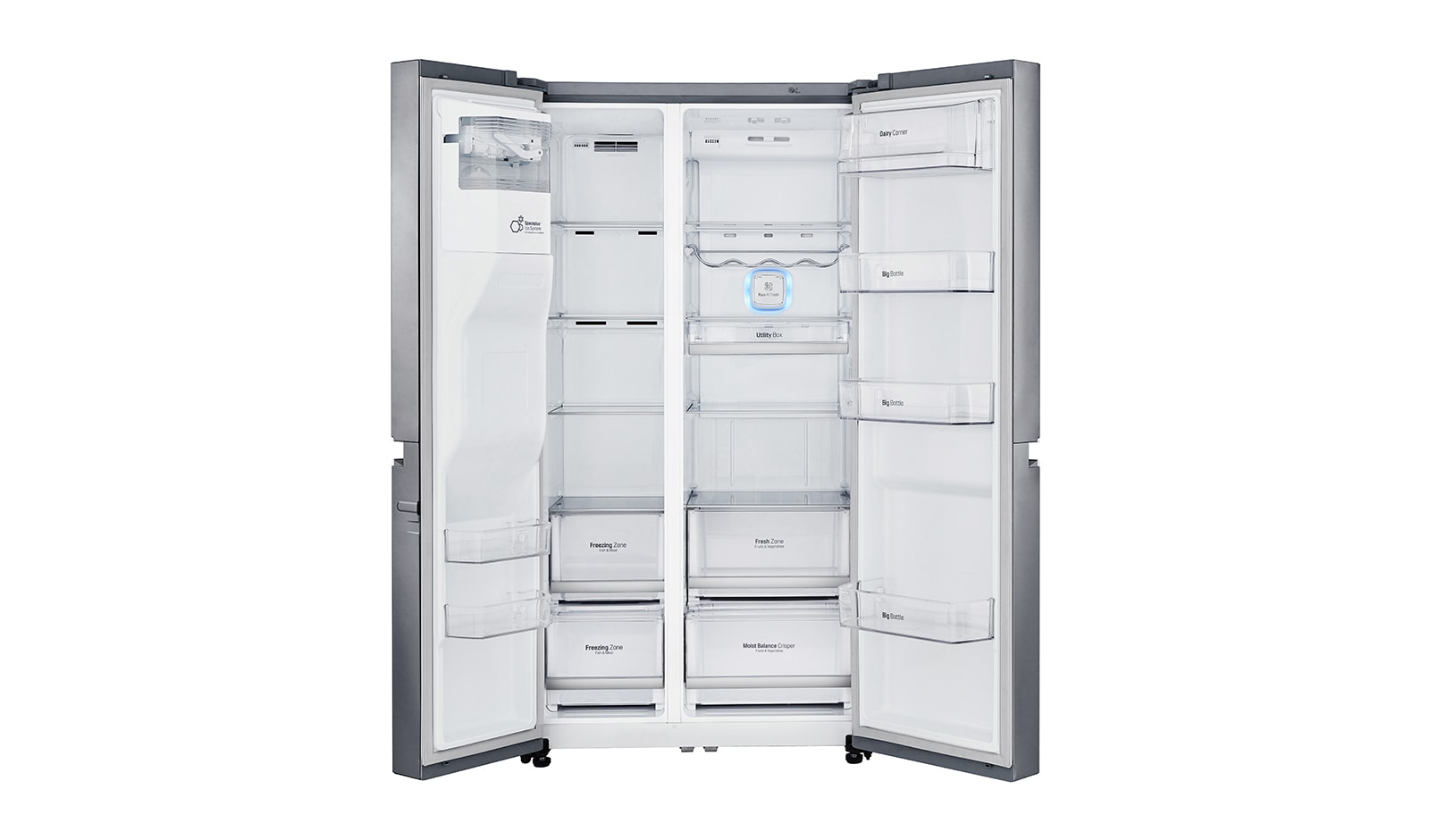 LG Americká chladnička | F | Hrubý objem 668 l | 431 kWh/rok | LG Lineární invertorový kompresor | LG Total No Frost | Multi-Air Flow™ | Vnější LED displej | Nápojový automat, GSL960PZBZ
